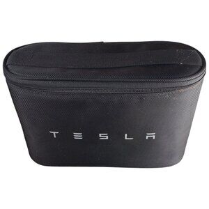 Tesla Black Zippered Storage Case Bag with Handle Durable Fabric Utility